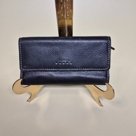 Fossil Black Leather Wallet Vintage - Picture 1 of 3